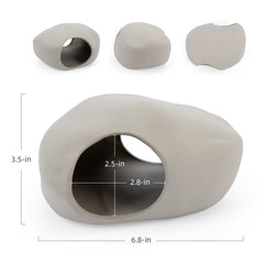 Niteangel Ceramic Hamster Habitat Hideout: Hideaway House for Syrian Dwarf Hamster Mice Gerbils Lemmings or Other Similar-Sized Small Pet (Stone-Shaped)