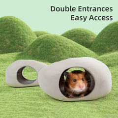 Niteangel Ceramic Hamster Habitat Hideout: Hideaway House for Syrian Dwarf Hamster Mice Gerbils Lemmings or Other Similar-Sized Small Pet (Stone-Shaped)