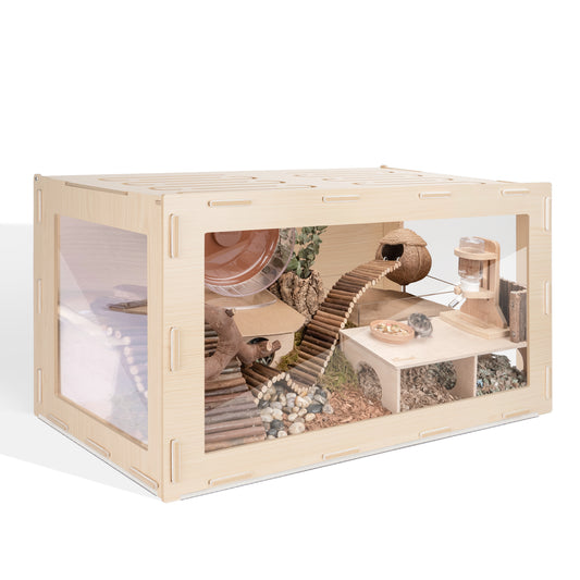 Niteangel Bigger World - MDF Aspen Terrarium for Hamster Gerbils Mice Lemming Degus or Other Small-Sized Pets