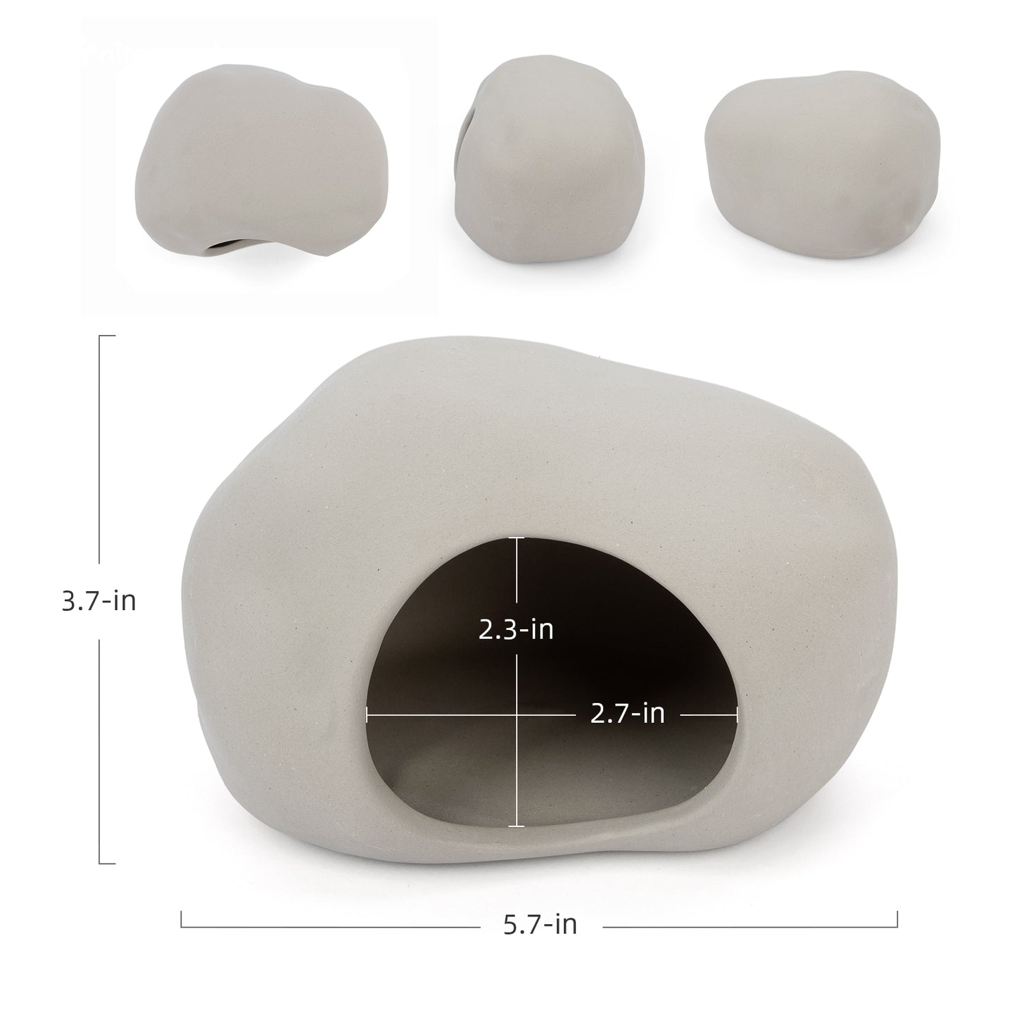Niteangel Ceramic Hamster Habitat Hideout: Hideaway House for Syrian Dwarf Hamster Mice Gerbils Lemmings or Other Similar-Sized Small Pet (Stone-Shaped)