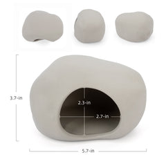 Niteangel Ceramic Hamster Habitat Hideout: Hideaway House for Syrian Dwarf Hamster Mice Gerbils Lemmings or Other Similar-Sized Small Pet (Stone-Shaped)