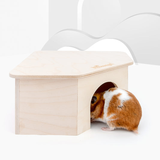 Niteangel Birch Chamber Maze Hamster Hideout - Small Pets Forest House Habitat Decoration for Hamster Mice Gerbils〔Triangle-Shaped Hamster Hut〕