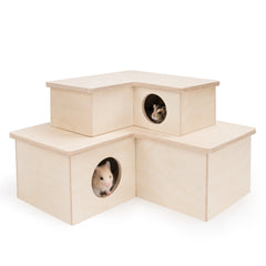 Niteangel Birch Chamber-Maze Hamster Hideout - Small Pets Woodland House Habitats Decor
