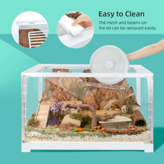 Niteangel Stacker Series Hamster Cage: - Stackable & Large Glass Terrarium