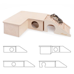 Niteangel Hamster House w/ Climbing Ladder (Trapezium-Shaped Hamster Hut)