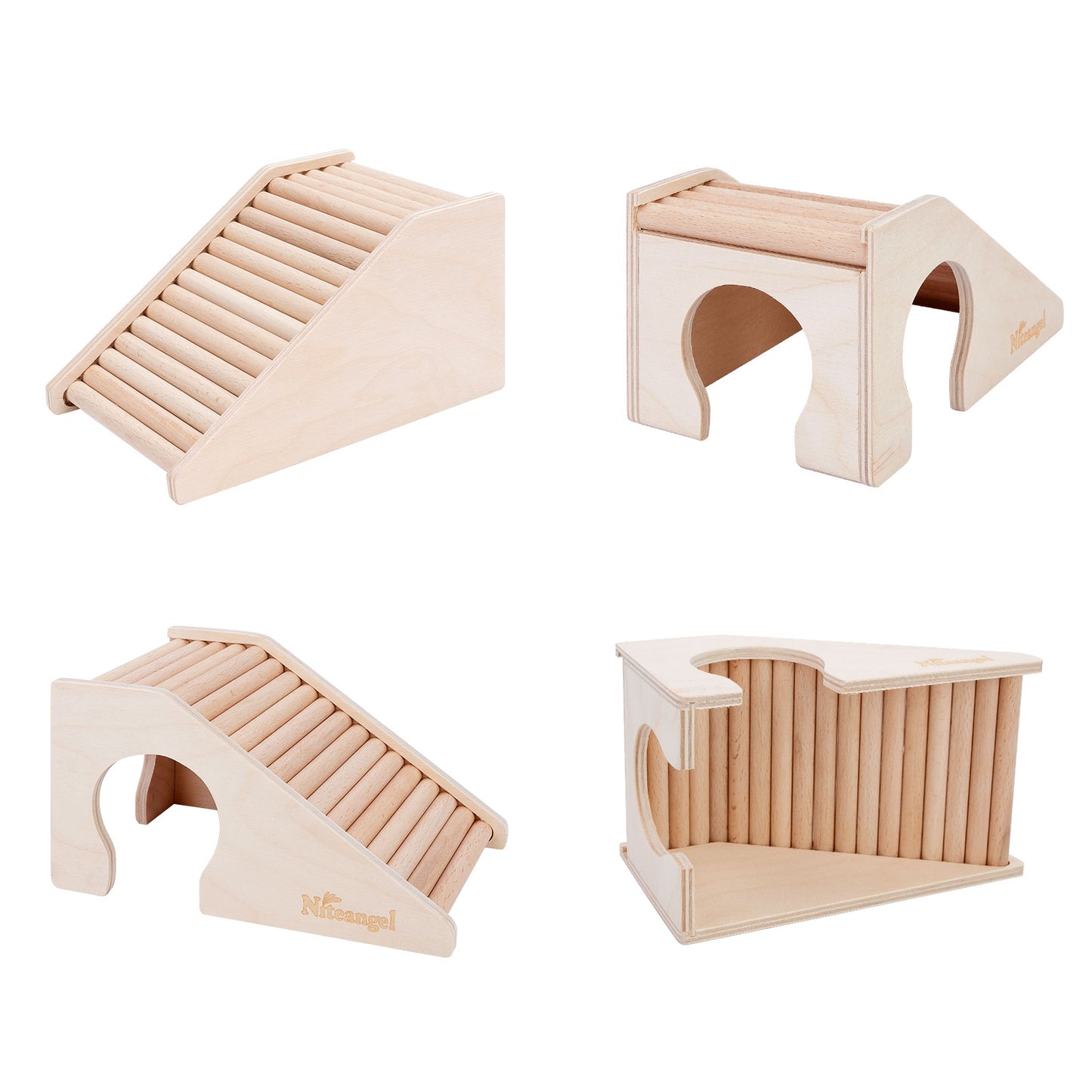 Niteangel Hamster House w/ Climbing Ladder (Trapezium-Shaped Hamster Hut)