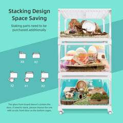Niteangel Stacker Series Hamster Cage: - Stackable & Large Glass Terrarium