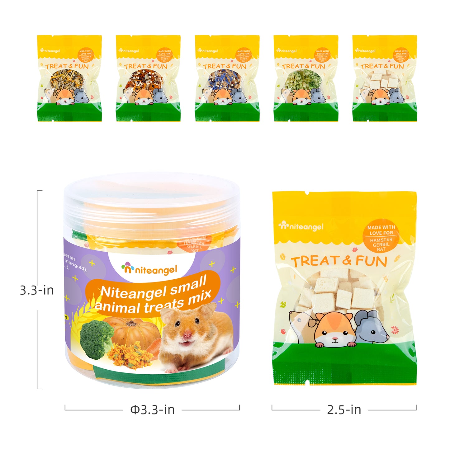 Niteangel Hamster Snack & Treats Toy: - Small Animal Natural Treat Mix for Dwarf Syrian Robo Hamsters
