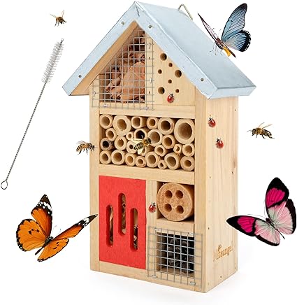 Niteangel Natural Wooden Insect Hotel, Garden Insect House for Ladybugs, lacewings, Butterfly, Bee, Bug