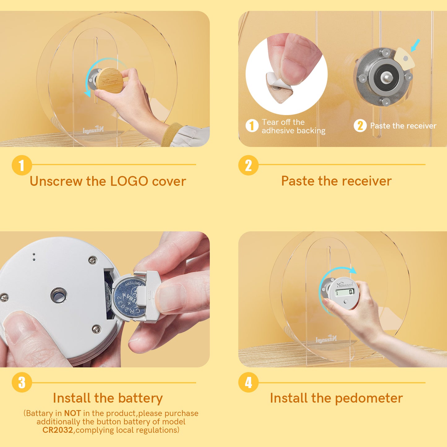 Niteangel Accurately Hamster Wheel Pedometer- Small Animal Step Counter
