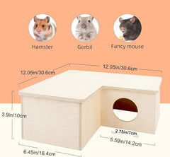 Niteangel Birch Chamber-Maze Hamster Hideout - Small Pets Woodland House Habitats Decor