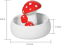 Niteangel Ceramic Hamster Habitat Hideout (Mushroom-Shaped Feeding & Water Bowls)