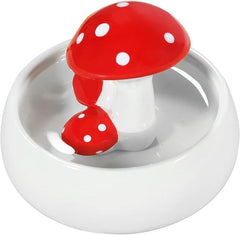 Niteangel Ceramic Hamster Habitat Hideout (Mushroom-Shaped Feeding & Water Bowls)
