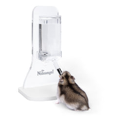 Niteangel Water Bottle with Stand for Syrian Dwarf Hamsters Gerbils Mice Rats Degus Small pet (Transparent)