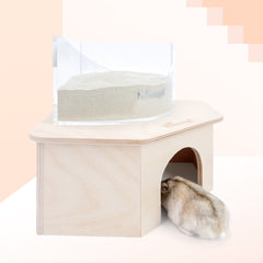 Niteangel Birch Chamber Maze Hamster Hideout - Small Pets Forest House Habitat Decoration for Hamster Mice Gerbils〔Triangle-Shaped Hamster Hut〕