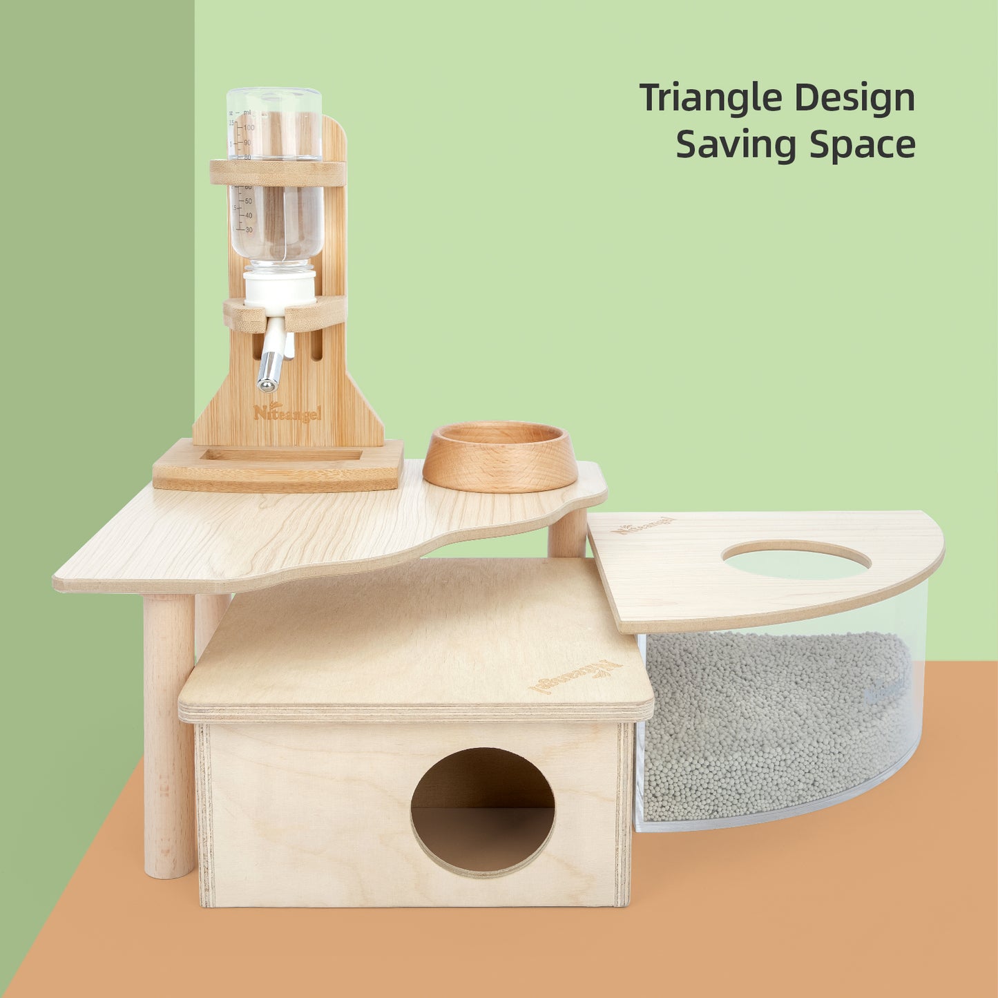 Niteangel Hamster Play Wooden Platform for Dwarf Syrian Hamsters or Other Small Pets (Triangle)