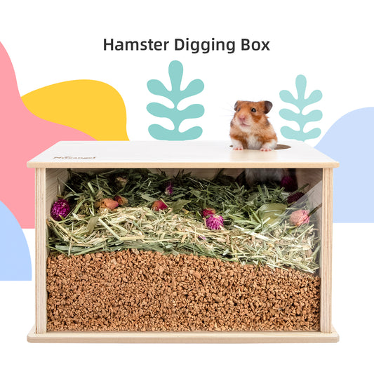 Niteangel Visible Hamster Digging Box for Syrian Dwarf Roborovski Campbell Hamsters Gerbils Mice Lemmings Degus or Other Small-Sized Pets
