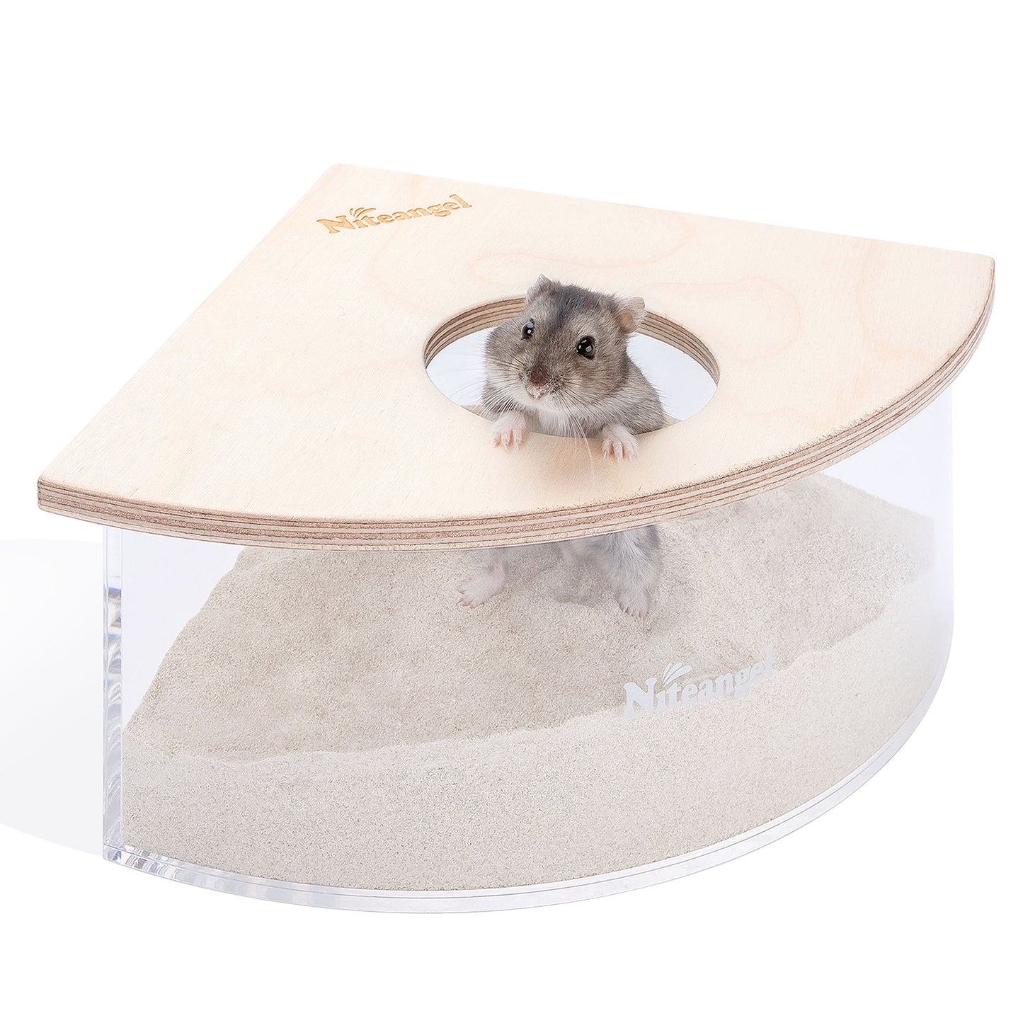 Niteangel Small Animal Sand-Bath Box - Acrylic Critter's Sand Bath Shower Room & Digging Sand Container〔Triangle〕