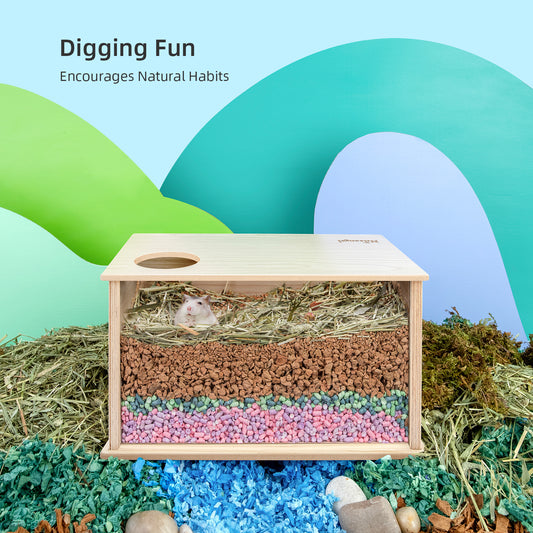 Niteangel Visible Hamster Digging Box for Syrian Dwarf Roborovski Campbell Hamsters Gerbils Mice Lemmings Degus or Other Small-Sized Pets