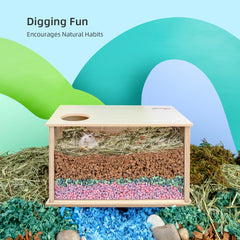 Niteangel Visible Hamster Digging Box for Syrian Dwarf Roborovski Campbell Hamsters Gerbils Mice Lemmings Degus or Other Small-Sized Pets