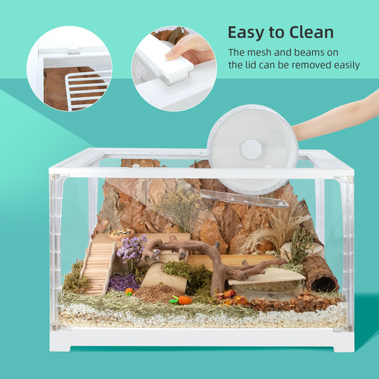 Niteangel Stacker Series Hamster Cage: - Stackable & Large Glass Terrarium