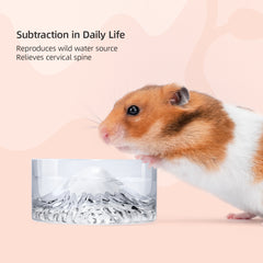 Niteangel Hamster Feeding & Water Bowls- Mount Fuji Series Glass Drinking Bowls for Dwarf Syrian Hamsters Gerbils Mice Rats or Other Similar-Sized Small Pets