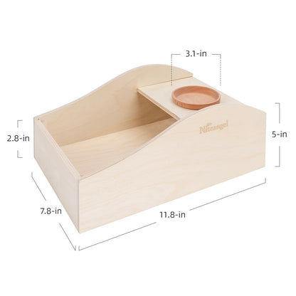 Niteangel Large Wooden Sand Bath with Hideout and Food Bowl for Hamsters