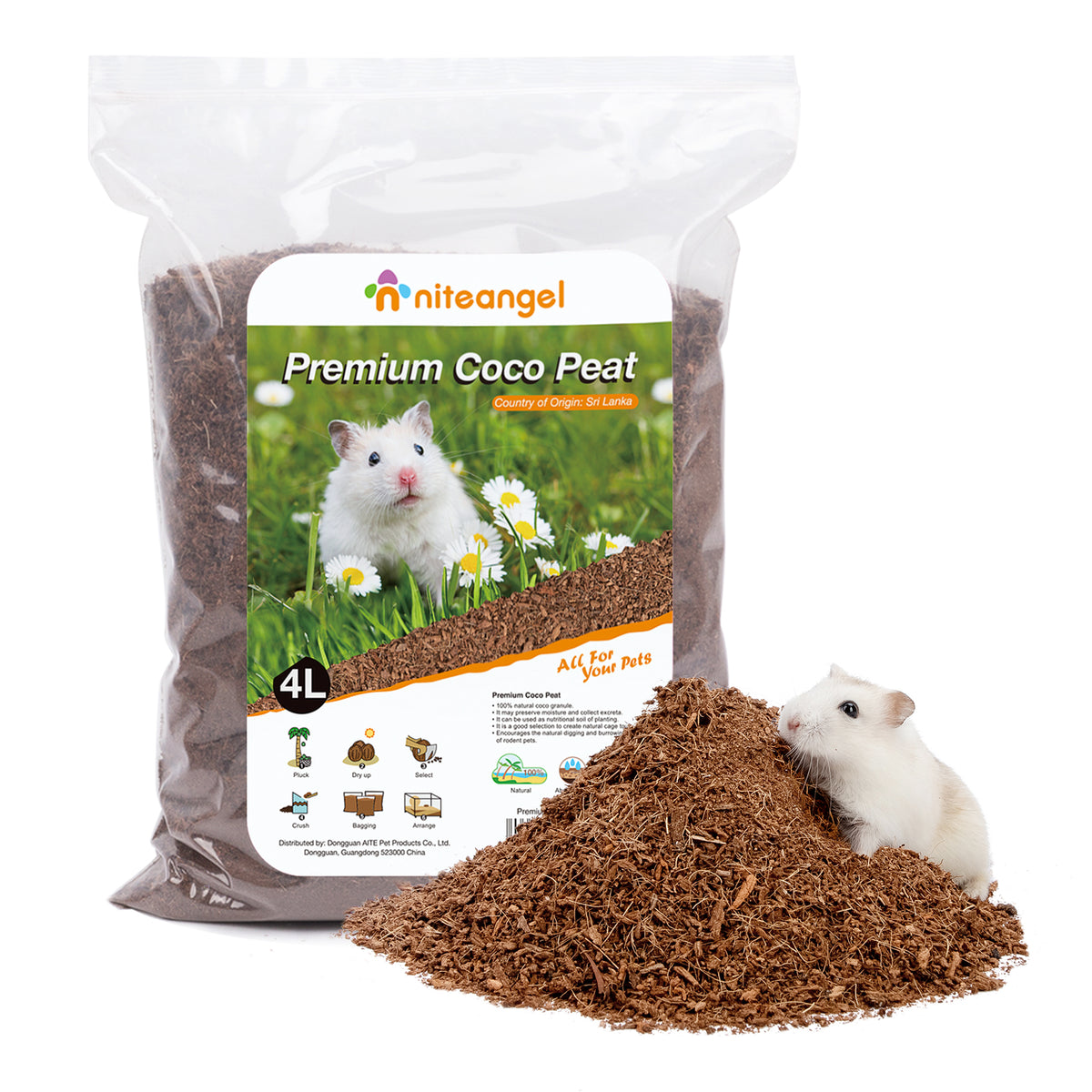 Niteangel Coco Peat & Chips Dry Digging & Burrowing Base for Rodent Pets